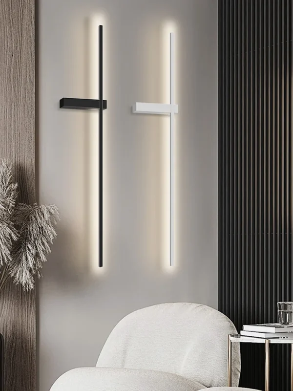 Black long strip wall lamp bedroom bedside lamp modern minimalist wall lamp living room TV background line wall light - Image 3