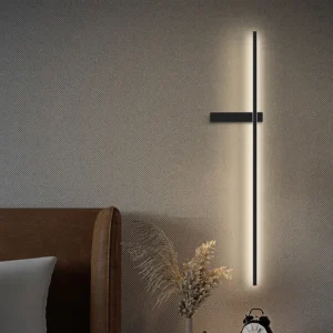 Black long strip wall lamp bedroom bedside lamp modern minimalist wall lamp living room TV background line wall light