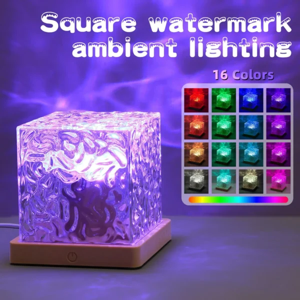 Water Ripples Lights Lamp Ocean Water Projector Light Luminorthe lumena Lights Bedroom Decor 16 Colors Rotating Flame Nightlight - Image 2