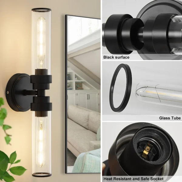 FSS Modern Gold Glass Wall light For Bedroom Bathroom Mirror Light washroom Lamp AC85V-265V Wall Mounted Dressing Table lamp