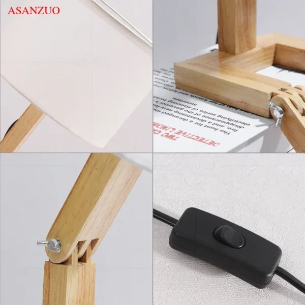 Nordic Art Wooden Robot Shaped Table Lamp Modern Living Room Bedroom bedside lamp Study Decor LED Desk Lamp E14 - Image 4